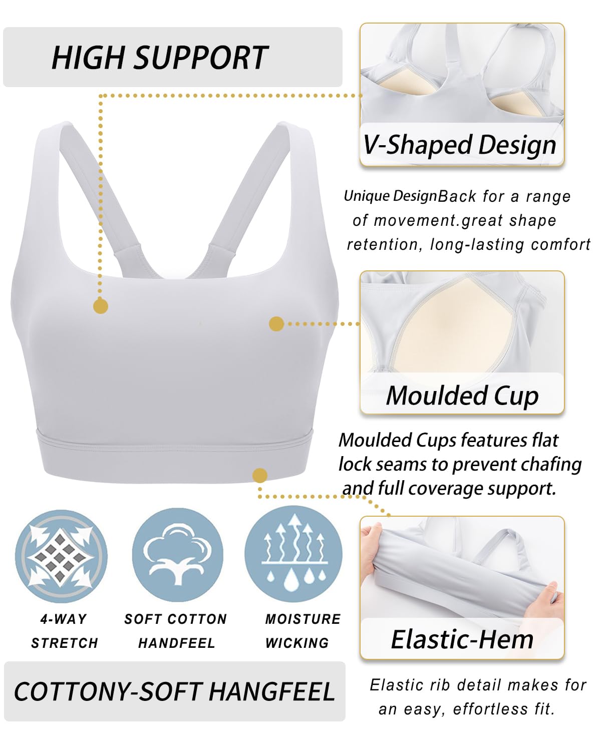 RUNNING GIRL® High-Impact Crisscross Back Sports Bra with Removable Pads