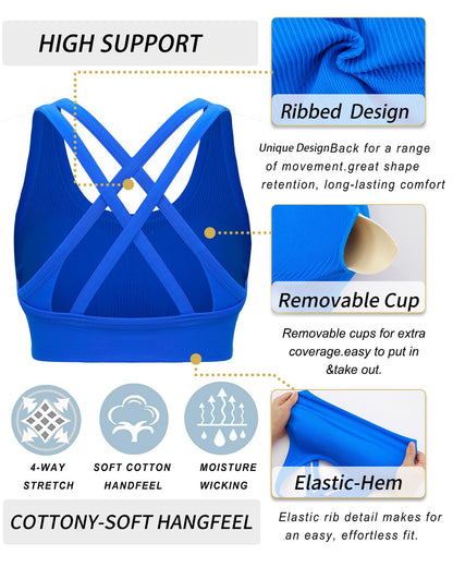 RUNNING GIRL® Strappy Criss-Cross Padded Yoga Bra
