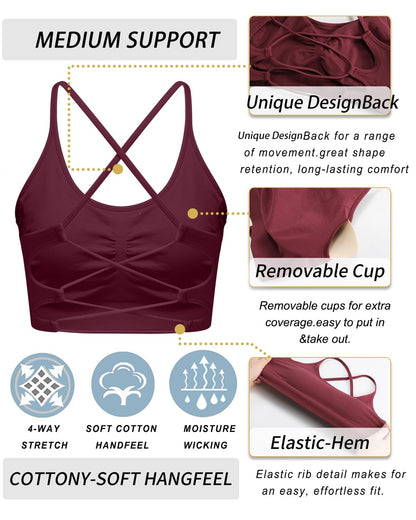 RUNNING GIRL® Sexy Criss-Cross Back Yoga Bra | Seamless Medium-Support Sports Bra