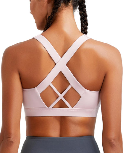 RUNNING GIRL® Women High Impact Sports Bra Crisscross Back Removable Cups