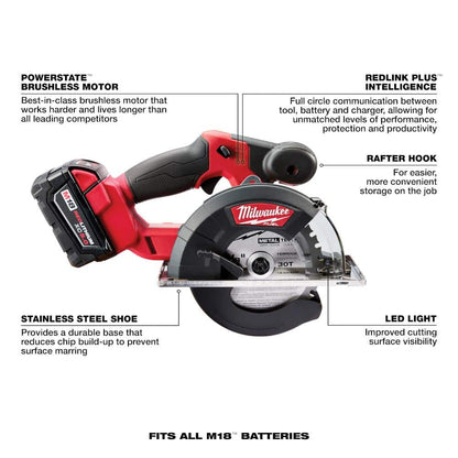 M18 FUEL 18V Lithium-Ion Brushless Cordless Metal Cutting 5-3/8 in. Circular Saw (Tool-Only) w/ Metal Saw Blade