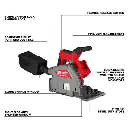 M18 FUEL 18V Lithium-Ion Cordless Brushless 6-1/2 in. Plunge Cut Track Saw w/5.0 Ah Battery