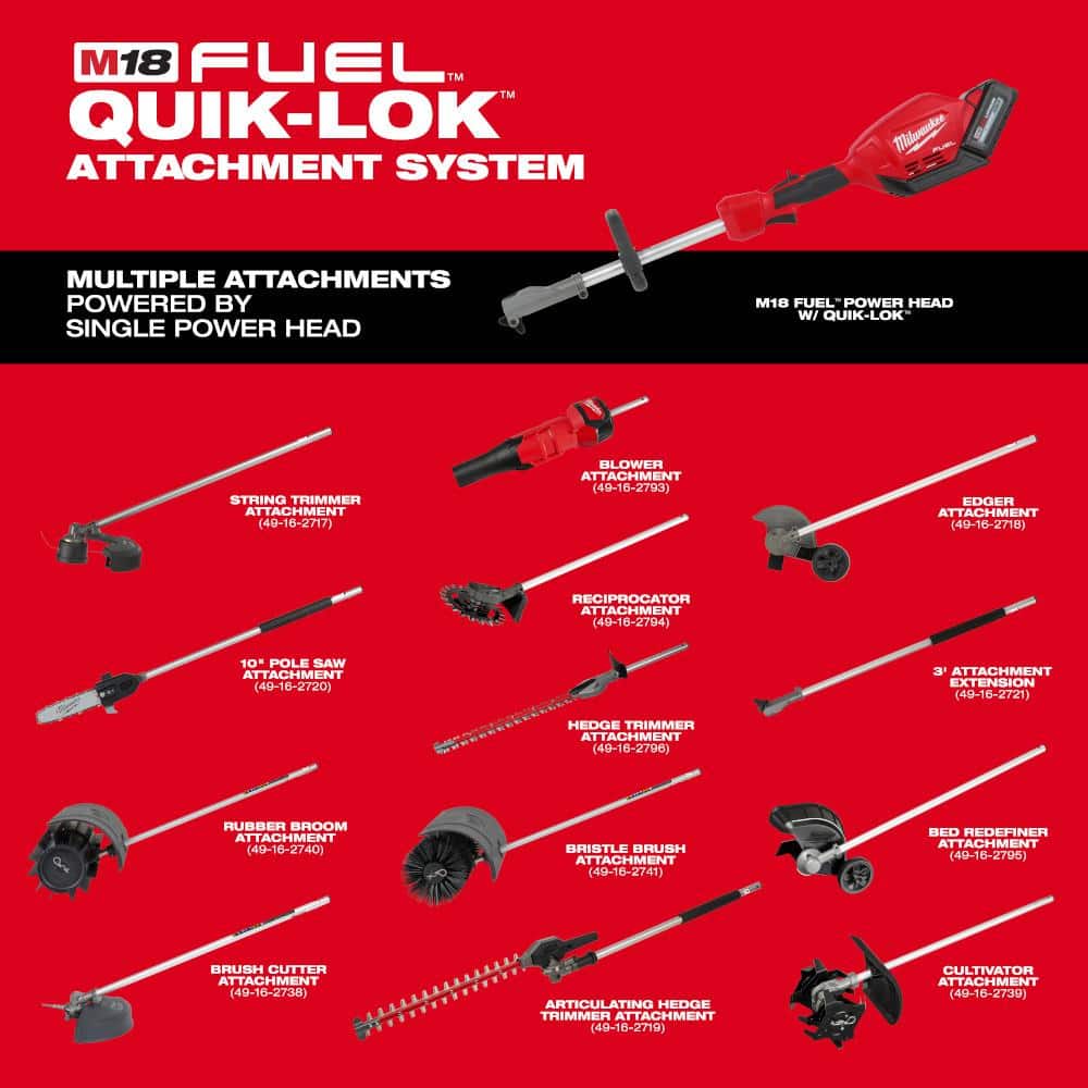 M18 FUEL 10 in. 18V Lithium-Ion Brushless Cordless Pole Saw Kit w/Hedger Attachment and 8.0Ah Battery (2-Tool)