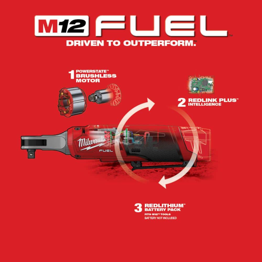 M12 FUEL 12-Volt Lithium-Ion Brushless Cordless High Speed 3/8 in. Ratchet (Tool-Only)