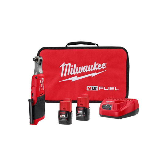 M12 FUEL 12V Lithium-Ion Brushless Cordless High Speed 3/8 in. Ratchet Kit w/(2) Batteries, Charger and Bag
