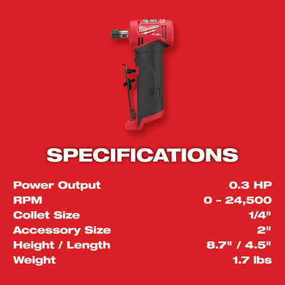 M12 FUEL 12V Lithium-Ion 1/4 in. Cordless Right Angle Die Grinder Kit with M12 Lithium-Ion Cordless 3/8 in. Ratchet