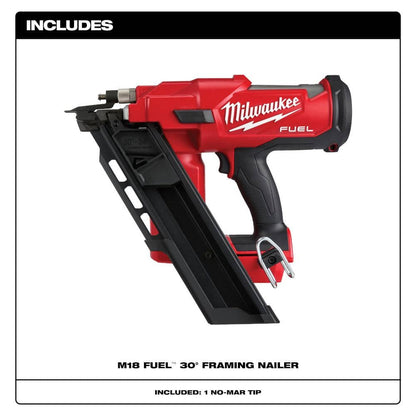 M18 FUEL 3-1/2 in. 18-Volt 30-Degree Brushless Cordless Framing Nailer with Clear Anti Scratch Safety Glasses