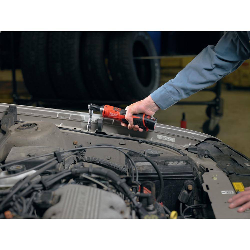 M12 12-Volt Lithium-Ion Cordless Grease Gun Kit with One 3.0 Ah Battery, Charger and Tool Bag with M12 3/8 in. Ratchet