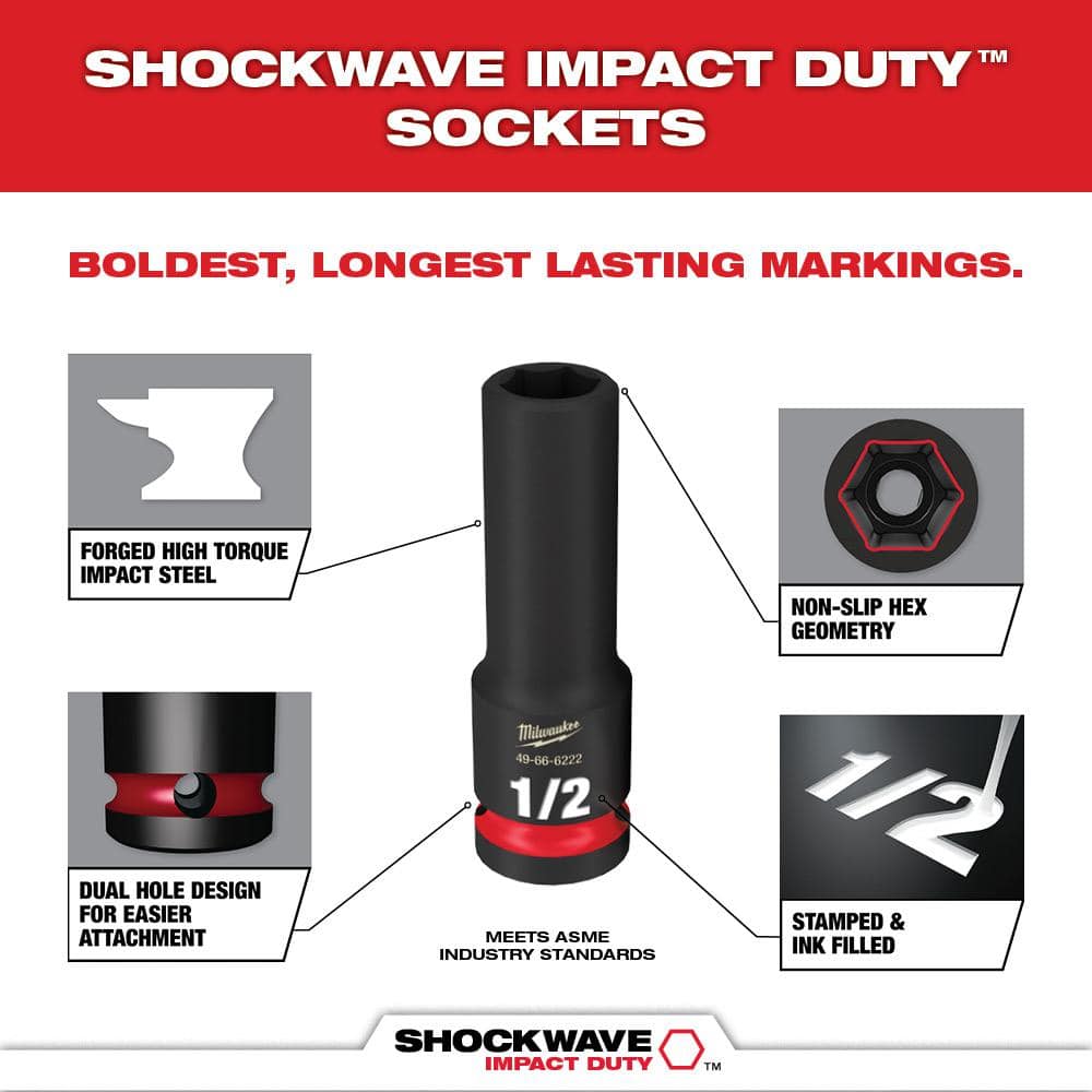 SHOCKWAVE Impact Duty 3/8 in. SAE Deep Impact Rated Socket Set (8-Piece)