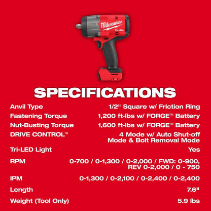 M18 FUEL 18V Lithium-Ion Brushless Cordless 1/2 in. Impact Wrench with Mid Torque Impact Wrench (2-Tool)