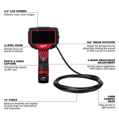 M12 12V Lithium-Ion Corldless M-SPECTOR 360-Degree 10 ft. Inspection Camera Kit