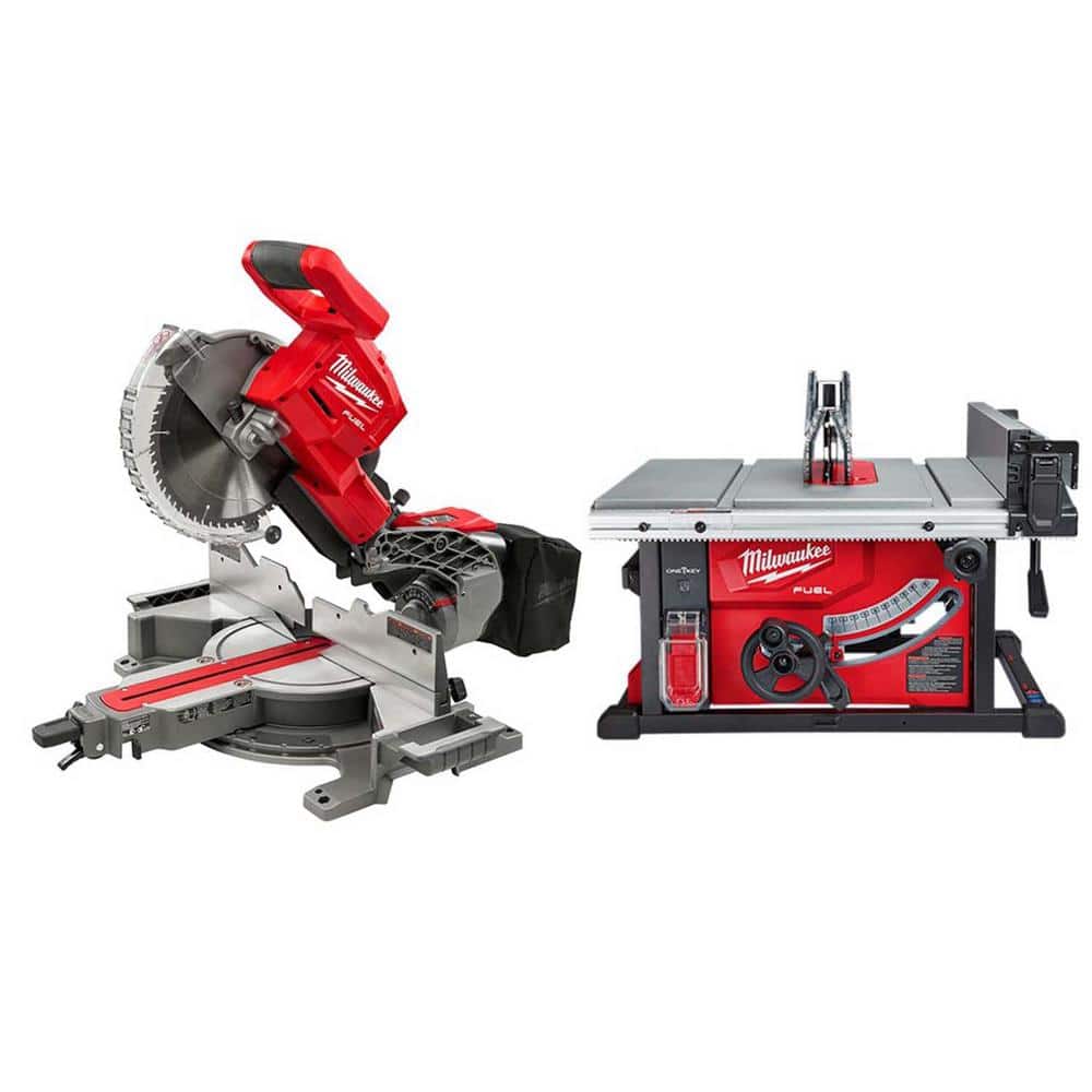 M18 FUEL 18V Lithium-Ion Brushless 10 in. Cordless Dual Bevel Sliding Compound Miter Saw with 8-1/4 in. Table Saw