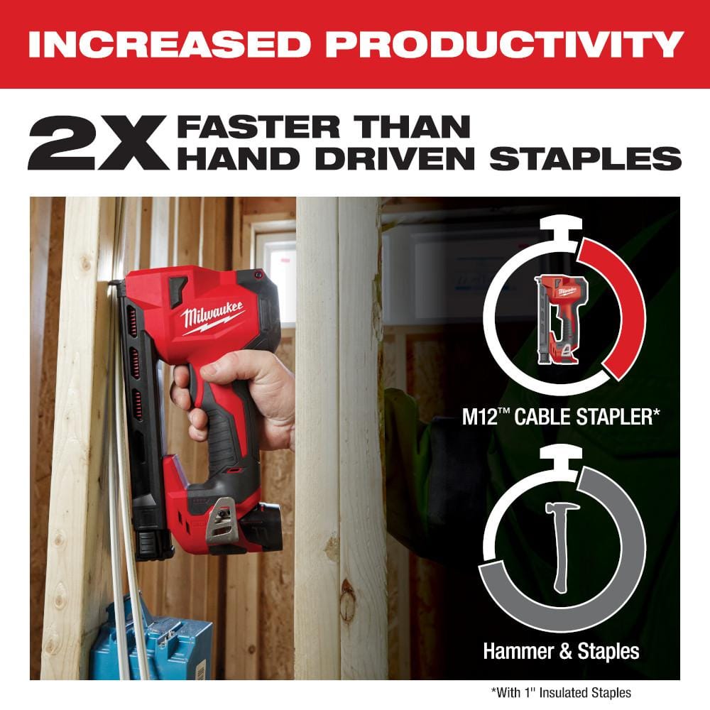 M12 12-Volt Lithium-Ion Cordless Cable Stapler (Tool-Only)