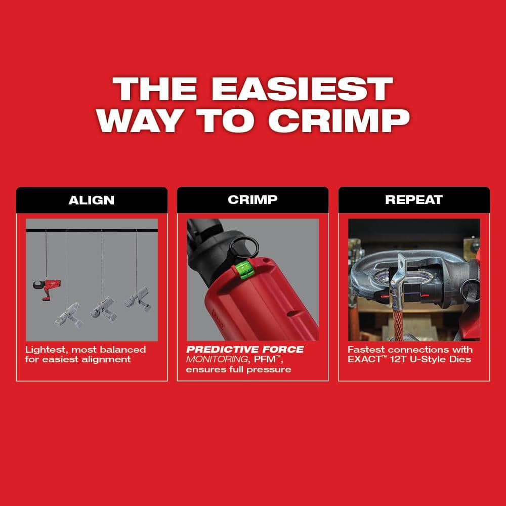 M18 18V Lithium-Ion Cordless FORCE LOGIC 750 MCM Crimper W/(2) Batteries, Charger, Hard Case
