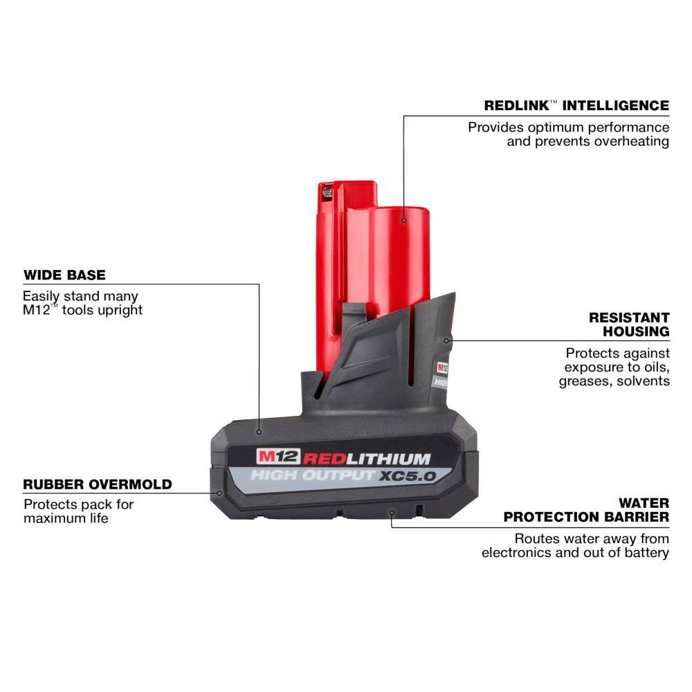 M12 12-Volt Lithium-Ion XC High Output 5 Ah Battery (3-Pack)