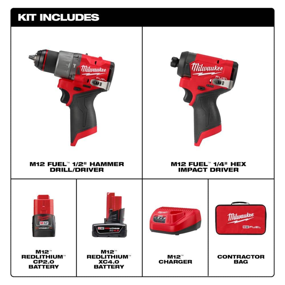M12 FUEL 12-Volt Li-Ion Brushless Cordless Hammer Drill/Impact Driver Combo Kit (2-Tool) with Oscillating Multi-Tool