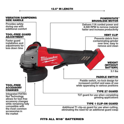 M18 FUEL 18V Lithium-Ion Brushless Cordless Combo Kit W/(2) 5.0Ah Batteries, Charger & (2) Tool Bags (10-Tool)