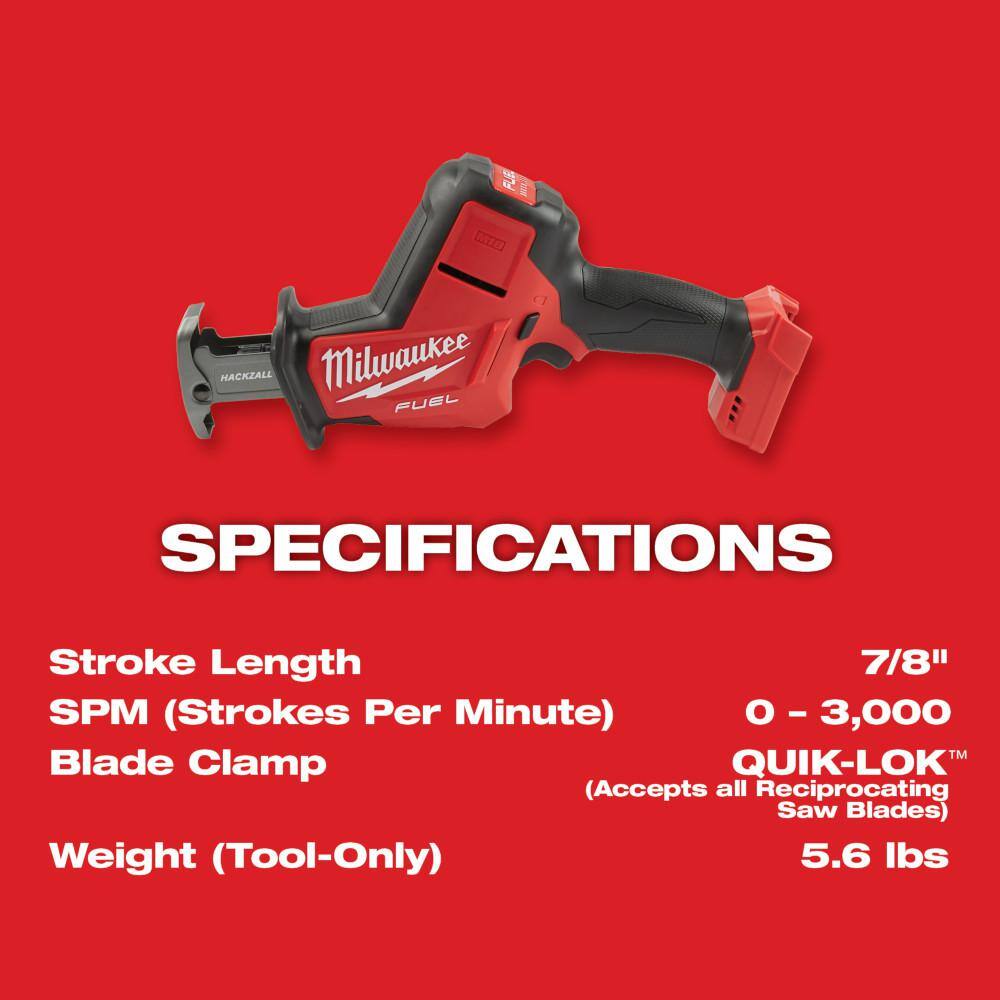 M18 FUEL 18V Lithium-Ion Brushless Cordless HACKZALL Reciprocating Saw w/Two 6.0 Ah Battery and Charger