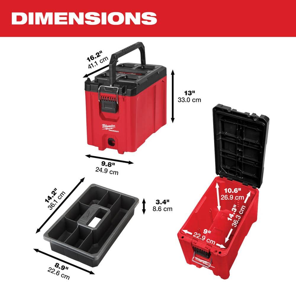 PACKOUT 10 in. Compact Portable Tool Box with Adjustable Dividers and Interior Storage Tray